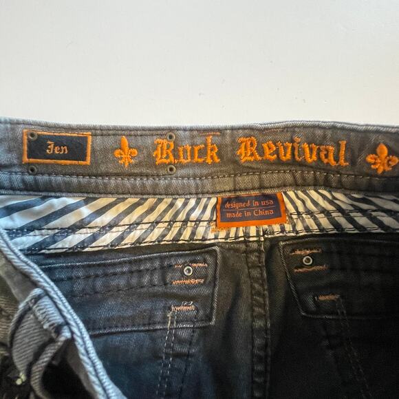 Rock Revival Jen Straight Jeans Womens Size 29  Black Wash Mid Rise Slim Fit - Picture 7 of 13